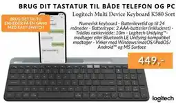 CBC Logitech Multi Device Keyboard K580 Sort, DKK 449 tilbud