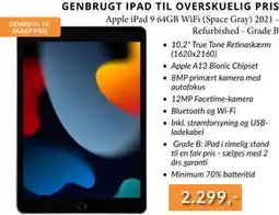 CBC Apple iPad 9 64GB WiFi (Space Gray) 2021 Refurbished - Grade B, DKK 2299 tilbud