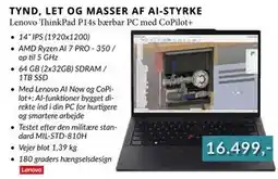 CBC Lenovo ThinkPad P14s bærbar PC med CoPilot+, DKK 16499 tilbud