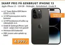 CBC Apple iPhone 13 - 128 GB - Midnight - Refurbished - Grade B, DKK 4999 tilbud