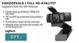 CBC Logitech C920s Pro HD Webcam, DKK 899 tilbud