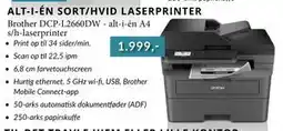 CBC Brother DCP-L2660DW - alt-i-én A4 s/h-laserprinter, DKK 1999 tilbud