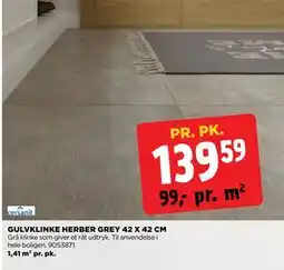 jem & fix GULVKLINKE HERBER GREY 42 X 42 CM, DKK 139.59 tilbud
