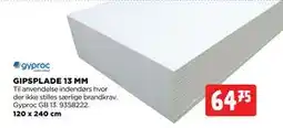 jem & fix GIPSPLADE 13 MM, DKK 64.75 tilbud