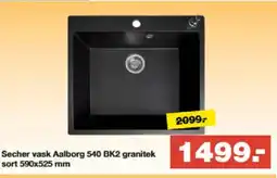 Bauhaus Secher vask Aalborg 540 BK2 granitek sort tilbud