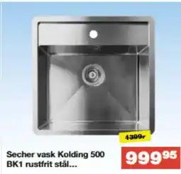 Bauhaus Secher vask Kolding 500 BK1 rustfrit stål... tilbud