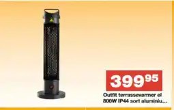 Bauhaus Outfit terrassevarmer el 800W IP44 sort aluminium tilbud