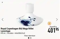 Imerco Royal Copenhagen Blå Mega Riflet Lysestage tilbud