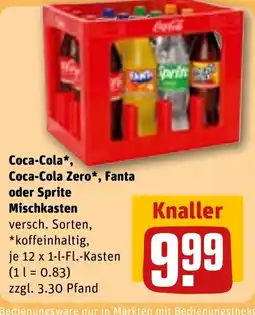 REWE DE Coca-Cola, Coca-Cola Zero*, Fanta oder Sprite Mischkasten tilbud