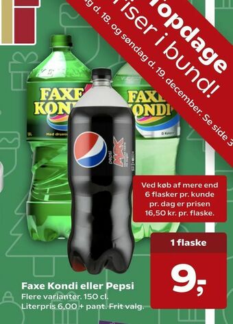 Dagli'Brugsen Faxe Kondi eller Pepsi tilbud