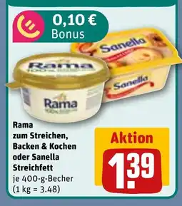REWE DE Rama zum Streichen, Backen & Kochen oder Sanella Streichfett tilbud