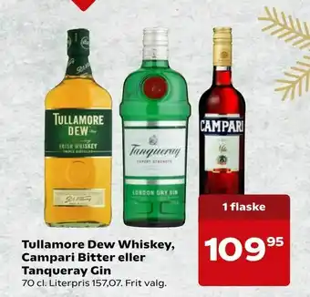 Kvickly Tullamore Dew Whiskey, Campari Bitter eller Tanqueray Gin tilbud