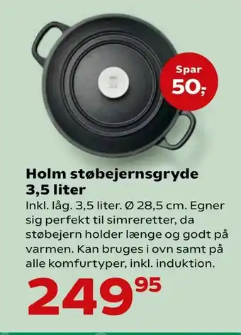 Kvickly Holm støbejernsgryde 3,5 liter tilbud