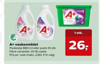 Kvickly A+ vaskemiddel tilbud