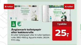 Kvickly Änglamark toiletpapir eller køkkenrulle tilbud