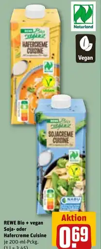 REWE DE REWE Bio + vegan Soja- oder Hafercreme Cuisine tilbud