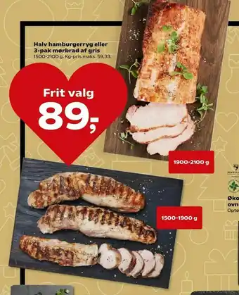 Kvickly Halv hamburgerryg eller 3-pak mørbrad af gris tilbud