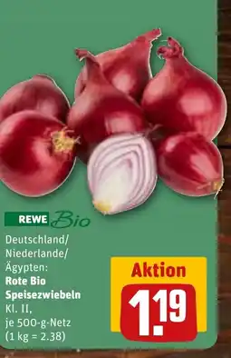 REWE DE Deutschland/ Niederlande/ Ägypten: Rote Bio Speisezwiebeln tilbud