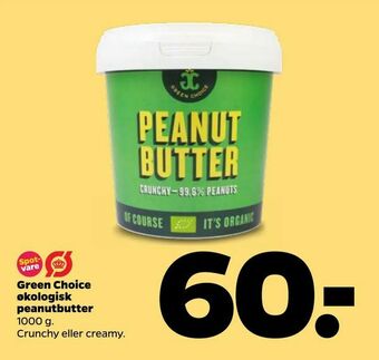 Netto Green Choice økologisk peanutbutter tilbud