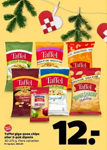 Netto Taffel giga-pose chips eller 3-pak dipmix tilbud