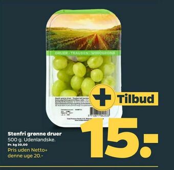 Netto Stenfri grønne druer tilbud