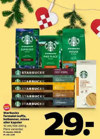 Netto Starbucks formalet kaffe, helbønner, mixes eller kapsler tilbud