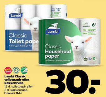 Netto Lambi Classic toiletpapir eller køkkenrulle tilbud