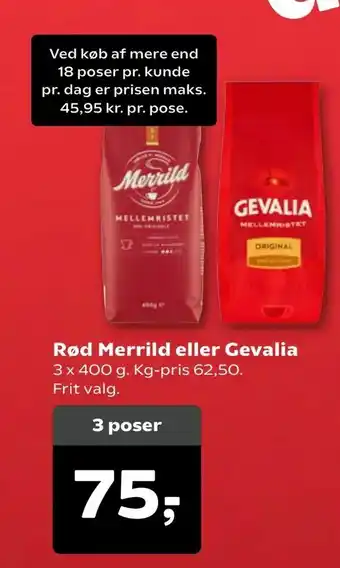 SuperBrugsen Rød Merrild eller Gevalia tilbud