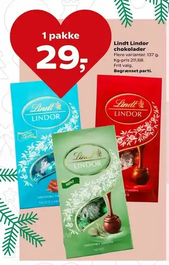 SuperBrugsen Lindt Lindor chokolader tilbud