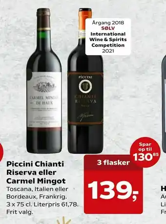 Piccini Chianti Riserva eller Carmel Mingot