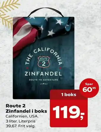 SuperBrugsen Route 2 Zinfandel i boks tilbud