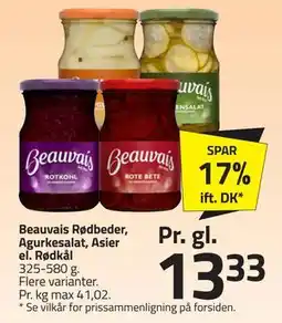 Fleggaard Beauvais Rødbeder, Agurkesalat, Asier el. Rødkål, DKK 13.33 tilbud