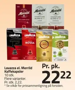 Fleggaard Lavazza el. Merrild Kaffekapsler, DKK 22.22 tilbud