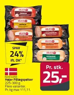 Fleggaard Højer Pålægspølser, DKK 25 tilbud