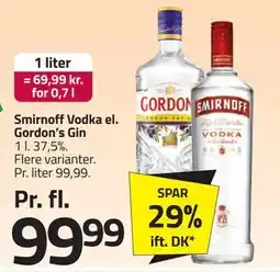Fleggaard Smirnoff Vodka el. Gordon’s Gin, DKK 99.99 tilbud