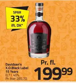 Fleggaard Davidsen’s X.O.Black Label 15 Years, DKK 199.99 tilbud