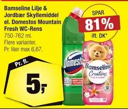 Calle Bamseline Lilje & Jordbær Skyllemiddel el. Domestos Mountain Fresh WC-Rens, DKK 5 tilbud