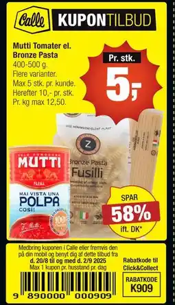 Calle Mutti Tomater el. Bronze Pasta tilbud