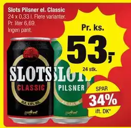Calle Slots Pilsner el. Classic, DKK 53 tilbud
