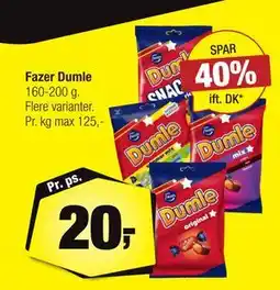 Calle Fazer Dumle, DKK 20 tilbud