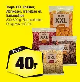 Calle Trope XXL Rosiner, Abrikoser, Tranebær el. Bananchips, DKK 40 tilbud