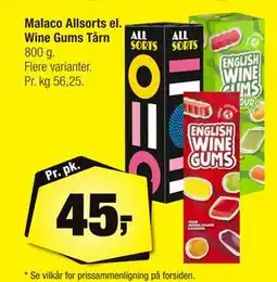 Calle Malaco Allsorts el. Wine Gums Tårn, DKK 45 tilbud