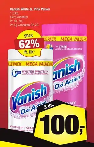 Calle Vanish White el. Pink Pulver, DKK 100 tilbud