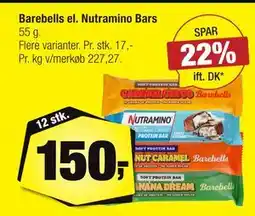 Calle Barebells el. Nutramino Bars, DKK 150 tilbud
