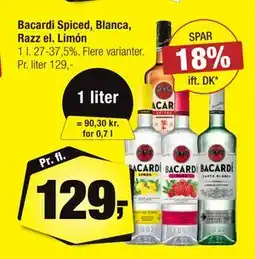 Calle Bacardi Spiced, Blanca, Razz el. Limón, DKK 129 tilbud
