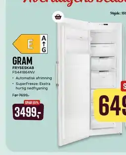 Skousen GRAM FRYSESKAB FS441864NV, DKK 3499 tilbud