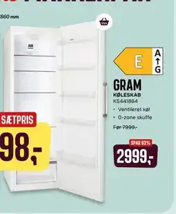 Skousen GRAM KØLESKAB KS441864, DKK 2999 tilbud