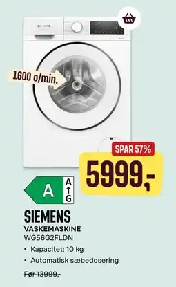 Skousen SIEMENS VASKEMASKINE WG56G2FLDN, DKK 5999 tilbud