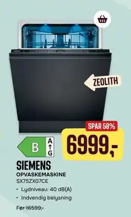 Skousen OPVASKEMASKINE SX75ZX07CE, DKK 6999 tilbud