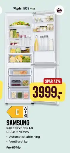 Skousen SAMSUNG KØLEFRYSESKAB RB34C671EWW, DKK 3999 tilbud